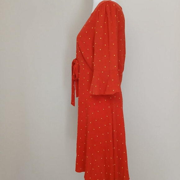 Free People All Yours Orange & Yellow Polka Dot Mini Dress Size 10 - Picture 7 of 11